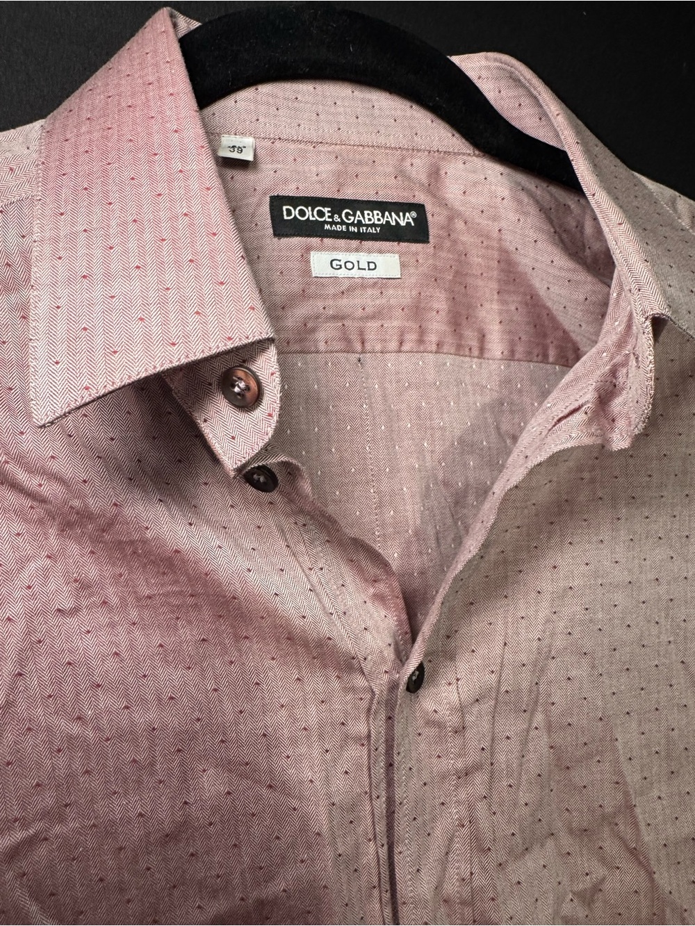 Dolce & Gabbana Pink Dot-Pattern Men's Dress Shirt